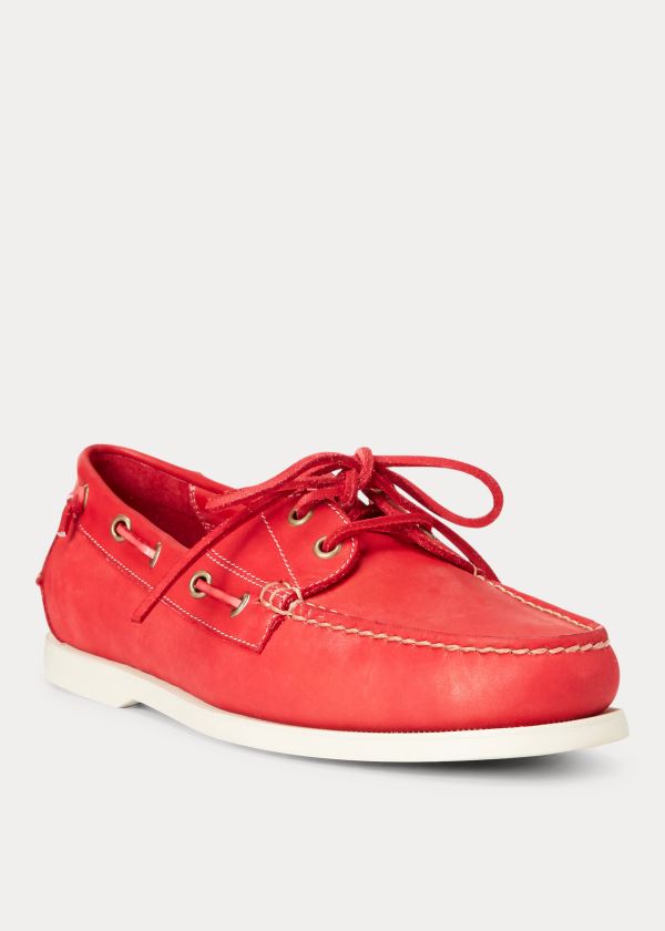 Buty Ralph Lauren Merton Leather Boat Shoe Męskie Czerwone | FEAP9015