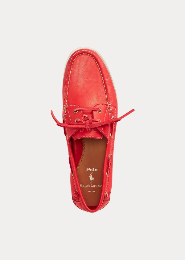 Buty Ralph Lauren Merton Leather Boat Shoe Męskie Czerwone | FEAP9015