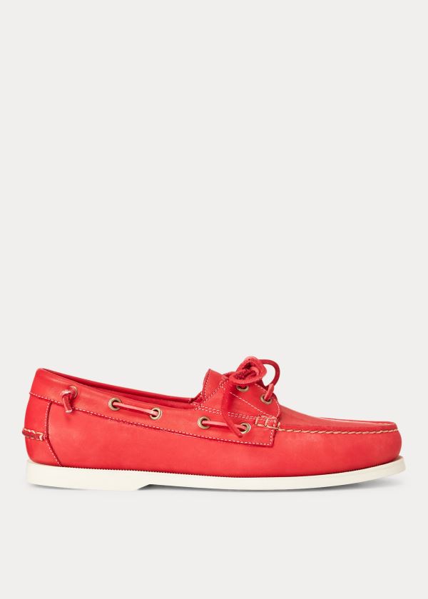 Buty Ralph Lauren Merton Leather Boat Shoe Męskie Czerwone | FEAP9015