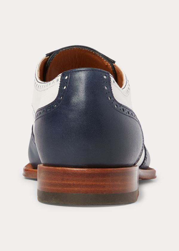 Buty Ralph Lauren Starla Calfskin Oxford Damskie Beżowe Granatowe | QKBY1262