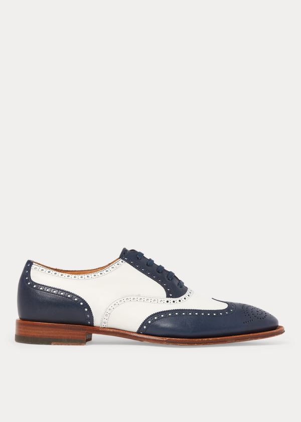 Buty Ralph Lauren Starla Calfskin Oxford Damskie Beżowe Granatowe | QKBY1262