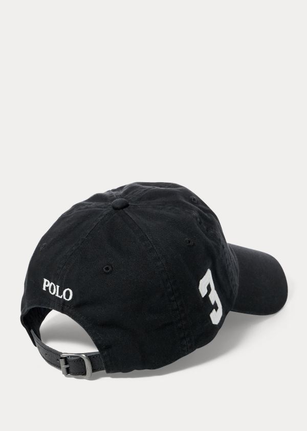 Czapki Ralph Lauren Big Pony Chino Baseball Cap Męskie Czarne | ZONH2046