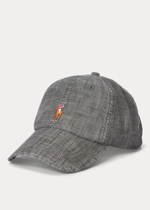 Czapki Ralph Lauren Chambray Sports Cap Męskie Szare Głęboka Niebieskie | JLVB6576