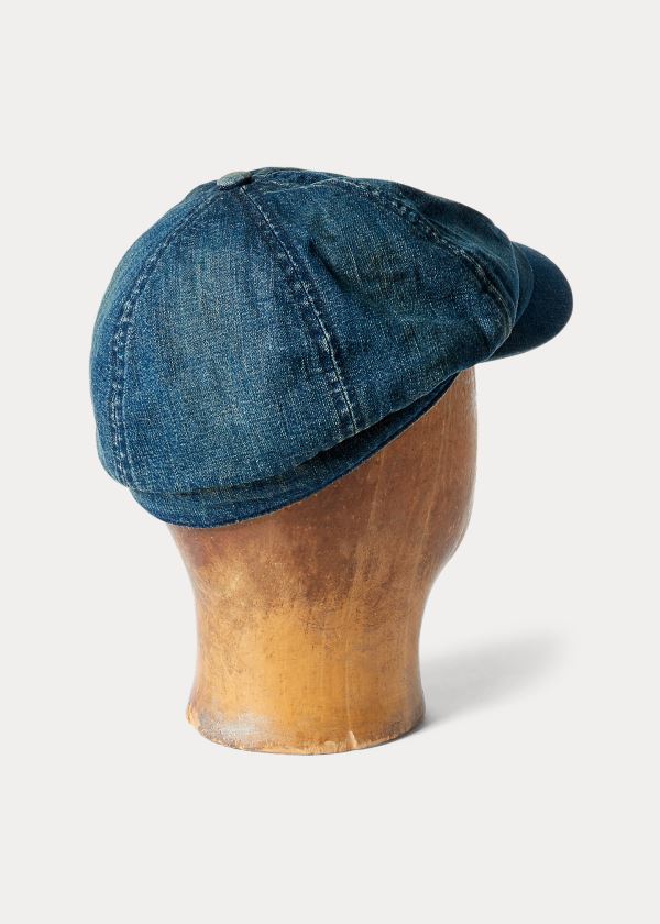 Czapki Ralph Lauren Denim NewsBoys' Cap Męskie Indygo | QGCA2421