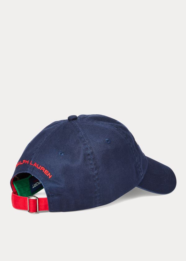 Czapki Ralph Lauren Flag Cotton Chino Cap Męskie Granatowe Białe | GTUY3100