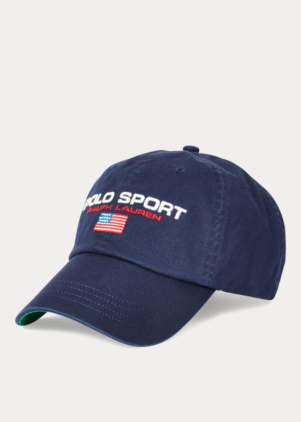 Czapki Ralph Lauren Flag Cotton Chino Cap Męskie Granatowe Białe | GTUY3100