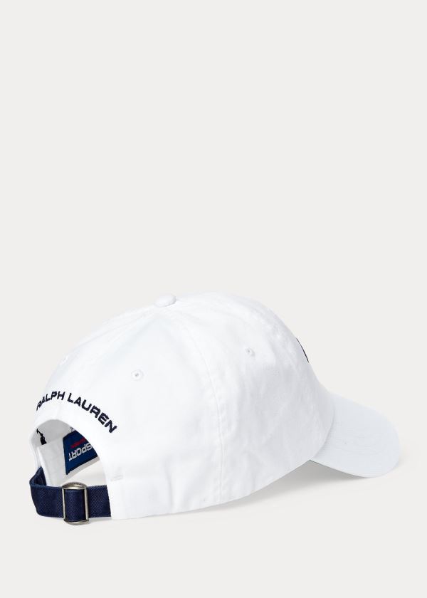 Czapki Ralph Lauren Flag Cotton Chino Cap Męskie Białe Kolorowe | GQTI2558