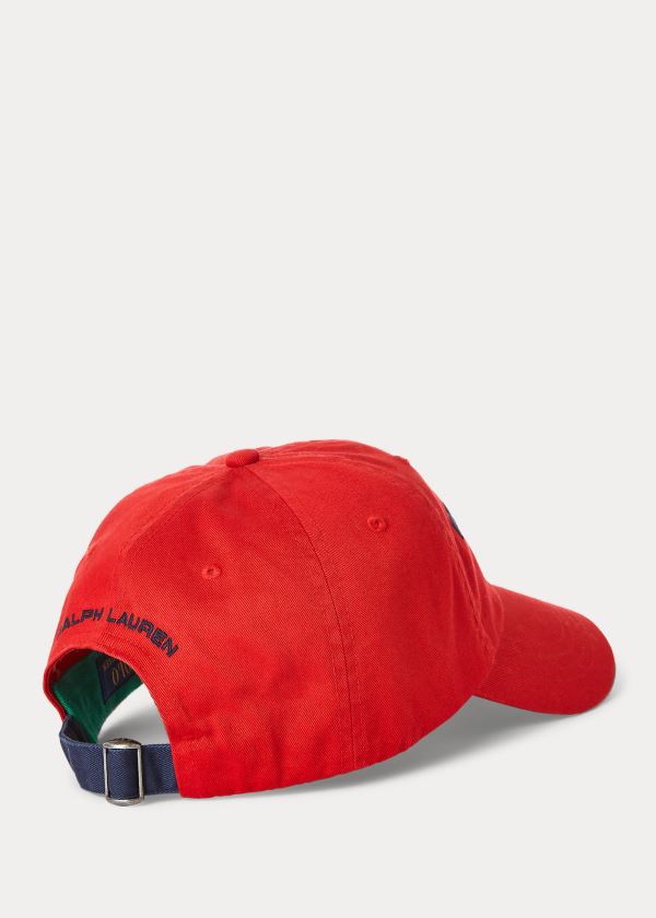 Czapki Ralph Lauren Flag Cotton Chino Cap Męskie Czerwone | BCPC4698