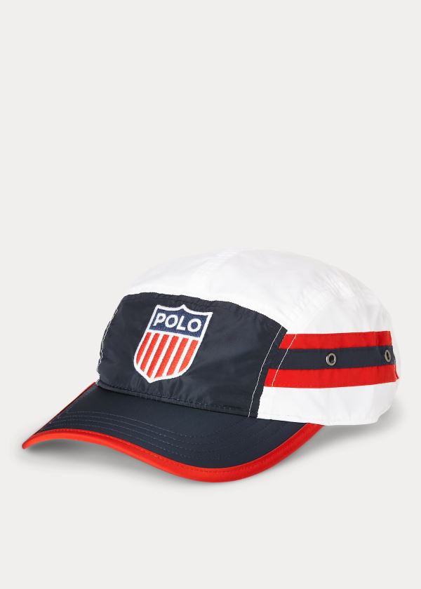 Czapki Ralph Lauren Flag Shield Five-Panel Cap Męskie Granatowe Czerwone Białe | PYZV4832