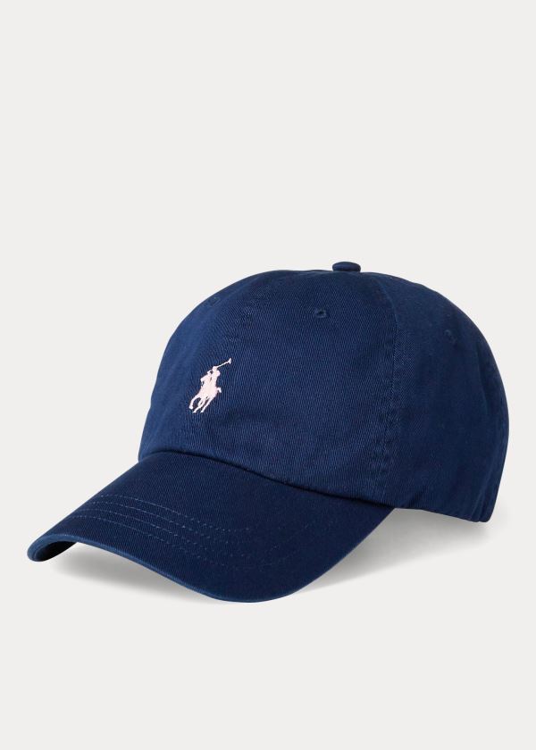 Czapki Ralph Lauren Pink Pony Cotton Ball Cap Męskie Granatowe Różowe | HHIU7405