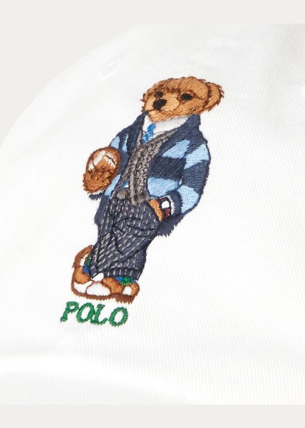 Czapki Ralph Lauren Preppy Bear Chino Cap Męskie Białe | WXKL2239