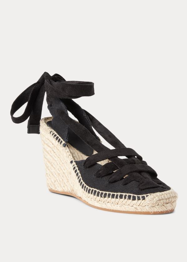 Espadryle Ralph Lauren Cady Espadrille Damskie Czarne | IDRW1884