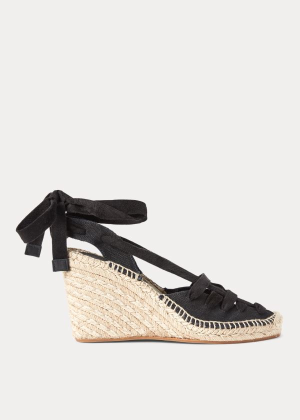 Espadryle Ralph Lauren Cady Espadrille Damskie Czarne | IDRW1884