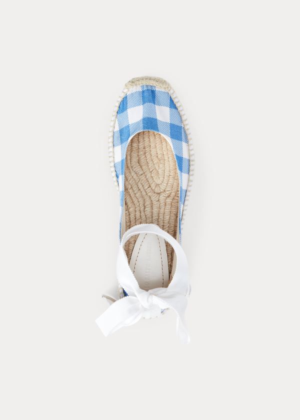 Espadryle Ralph Lauren Canvas Gingham Espadrille Damskie Niebieskie Białe | NDMP7241