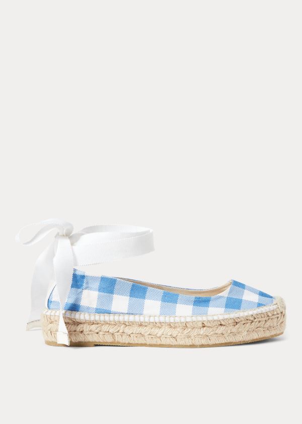 Espadryle Ralph Lauren Canvas Gingham Espadrille Damskie Niebieskie Białe | NDMP7241