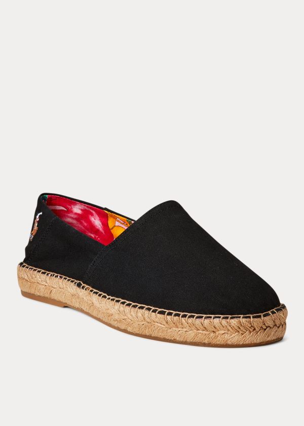 Espadryle Ralph Lauren Cotton Canvas Espadrille Męskie Czarne | RQCT5117