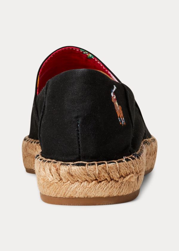 Espadryle Ralph Lauren Cotton Canvas Espadrille Męskie Czarne | RQCT5117