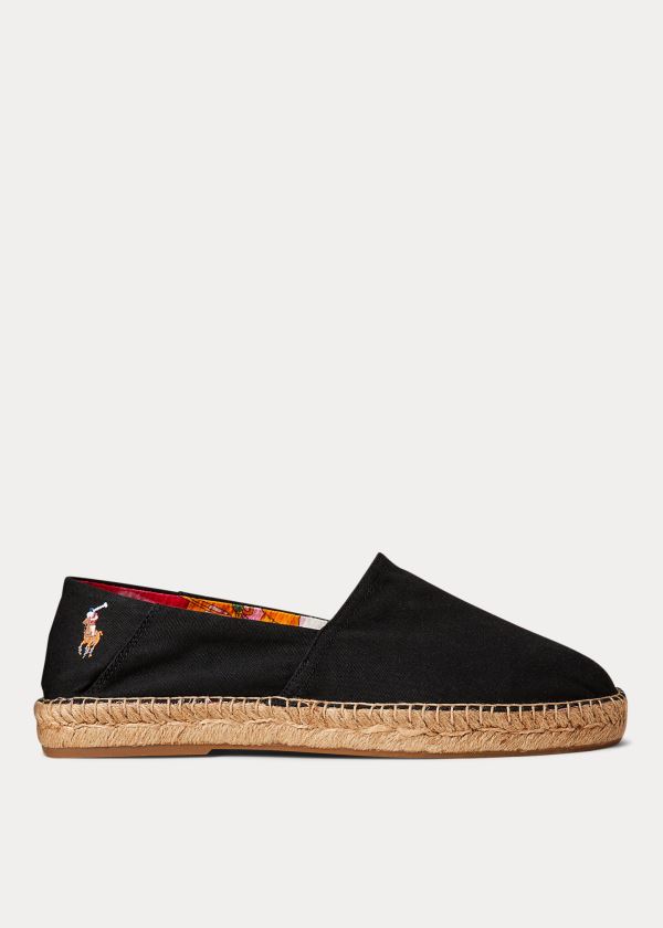 Espadryle Ralph Lauren Cotton Canvas Espadrille Męskie Czarne | RQCT5117