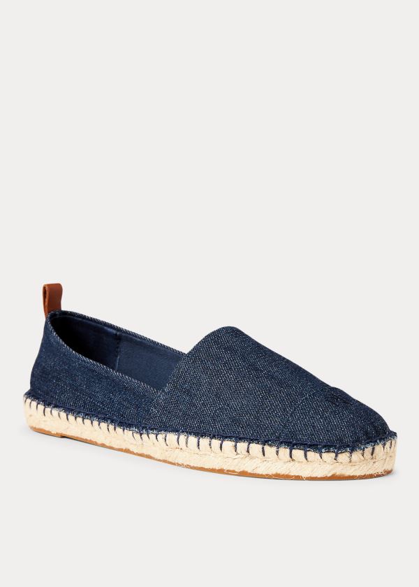 Espadryle Ralph Lauren Dorian Denim Espadrille Damskie Granatowe Brązowe | TVIX7163