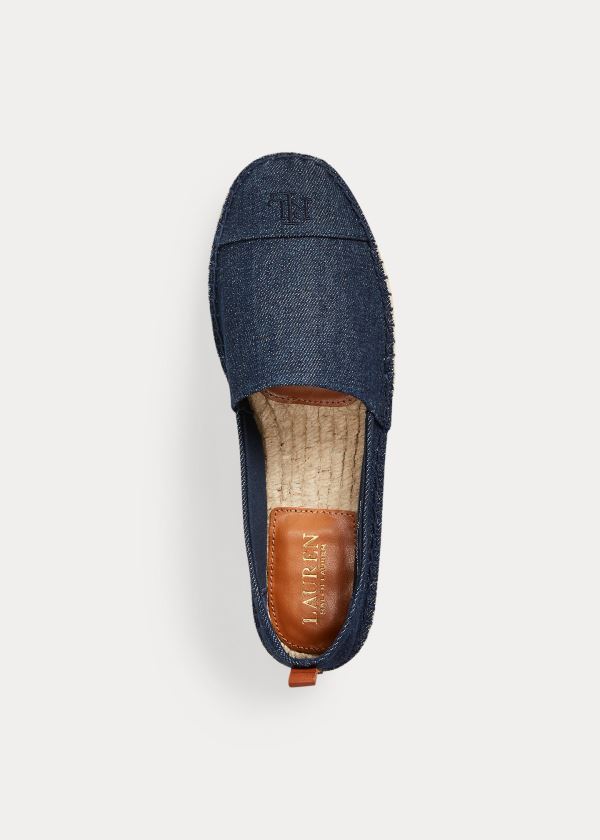 Espadryle Ralph Lauren Dorian Denim Espadrille Damskie Granatowe Brązowe | TVIX7163