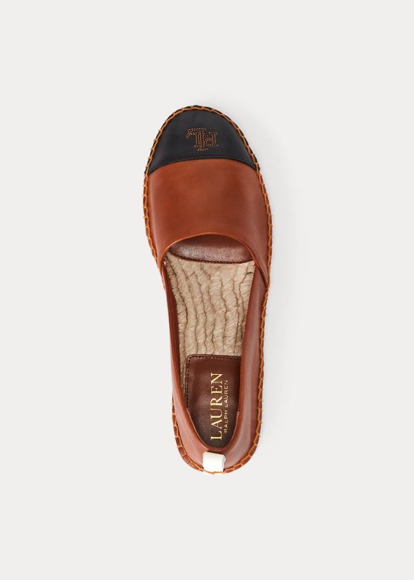 Espadryle Ralph Lauren Dorian Leather Espadrille Damskie Jasny Brązowe Czarne | UQTM3122