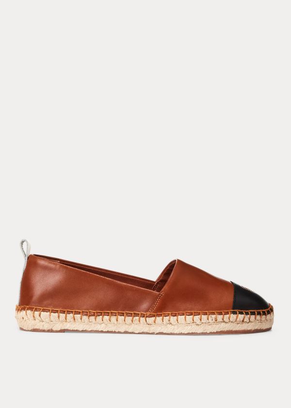 Espadryle Ralph Lauren Dorian Leather Espadrille Damskie Jasny Brązowe Czarne | UQTM3122