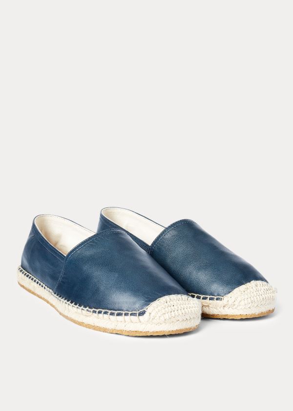 Espadryle Ralph Lauren Indigo Leather Espadrille Męskie Indygo | YJGQ4547