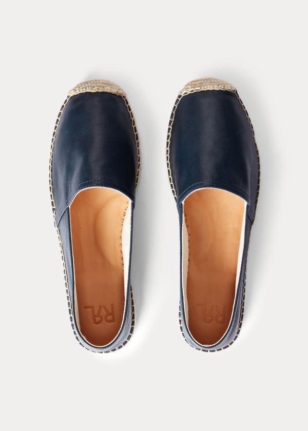 Espadryle Ralph Lauren Indigo Leather Espadrille Męskie Indygo | YJGQ4547