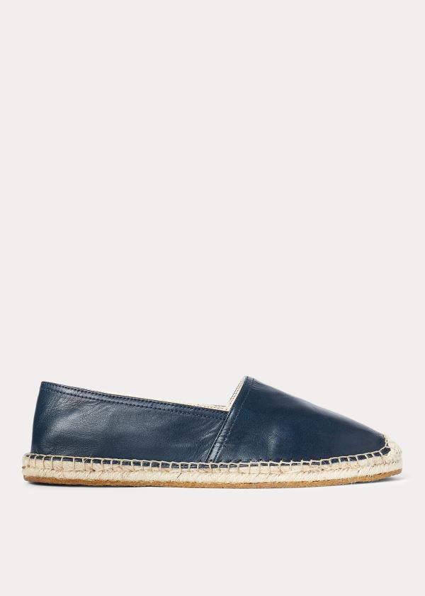 Espadryle Ralph Lauren Indigo Leather Espadrille Męskie Indygo | YJGQ4547