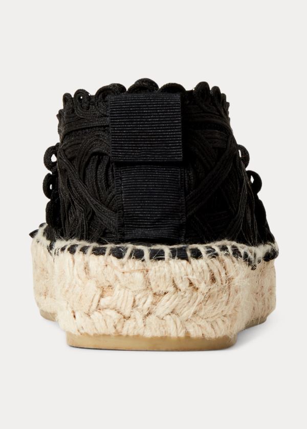 Espadryle Ralph Lauren Macram? Espadrille Damskie Czarne | SNXJ4763