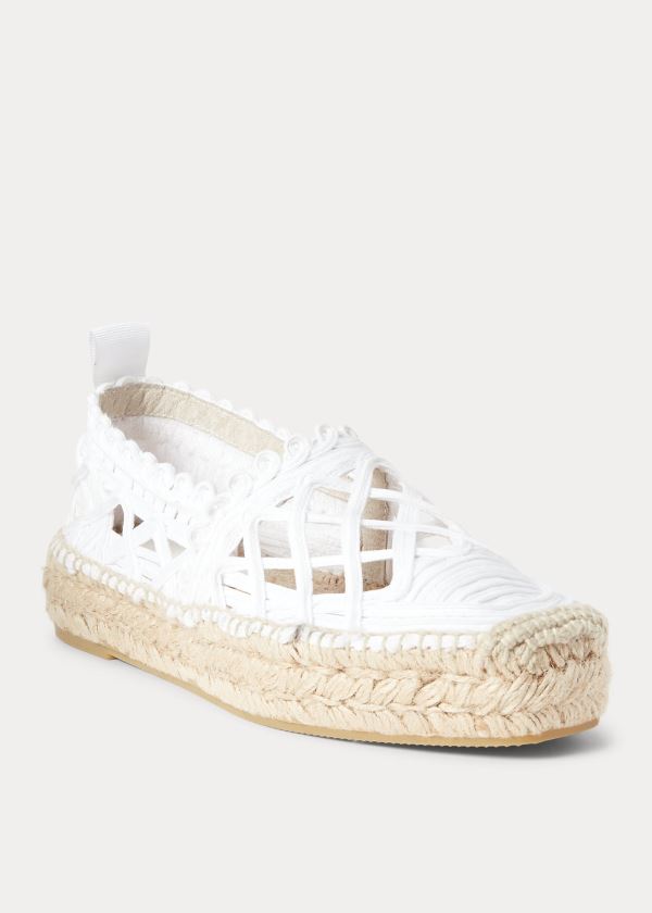 Espadryle Ralph Lauren Macram? Espadrille Damskie Białe | QRVO0123