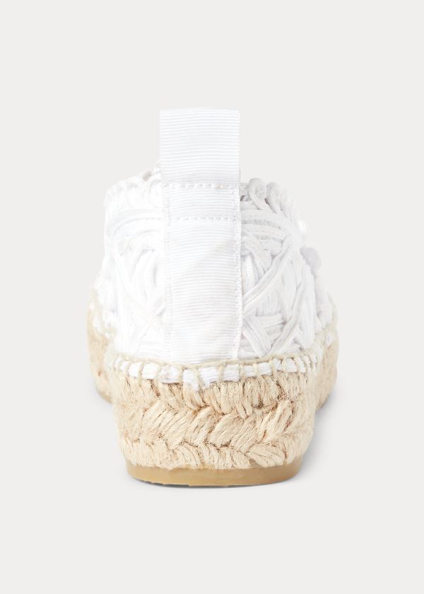 Espadryle Ralph Lauren Macram? Espadrille Damskie Białe | QRVO0123