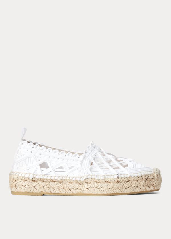 Espadryle Ralph Lauren Macram? Espadrille Damskie Białe | QRVO0123