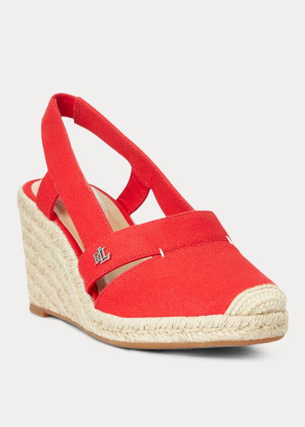 Espadryle Ralph Lauren Penelopie Canvas Espadrille Damskie Czerwone | YEVW0712