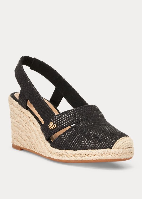 Espadryle Ralph Lauren Penelopie Espadrille Damskie Czarne | MIAW0378