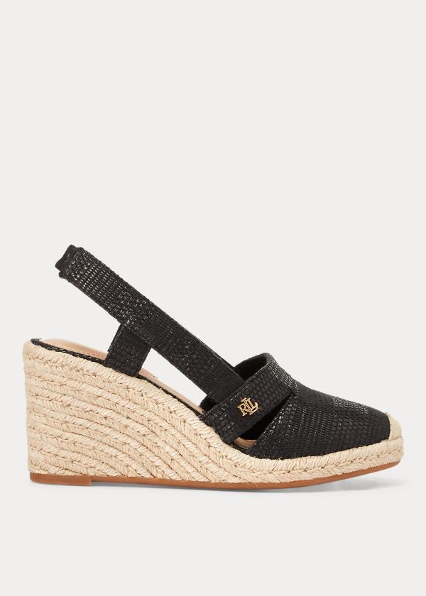 Espadryle Ralph Lauren Penelopie Espadrille Damskie Czarne | MIAW0378