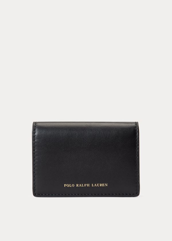 Etui na Karty Ralph Lauren Nappa Leather Card Case Damskie Czarne | OLIV6683