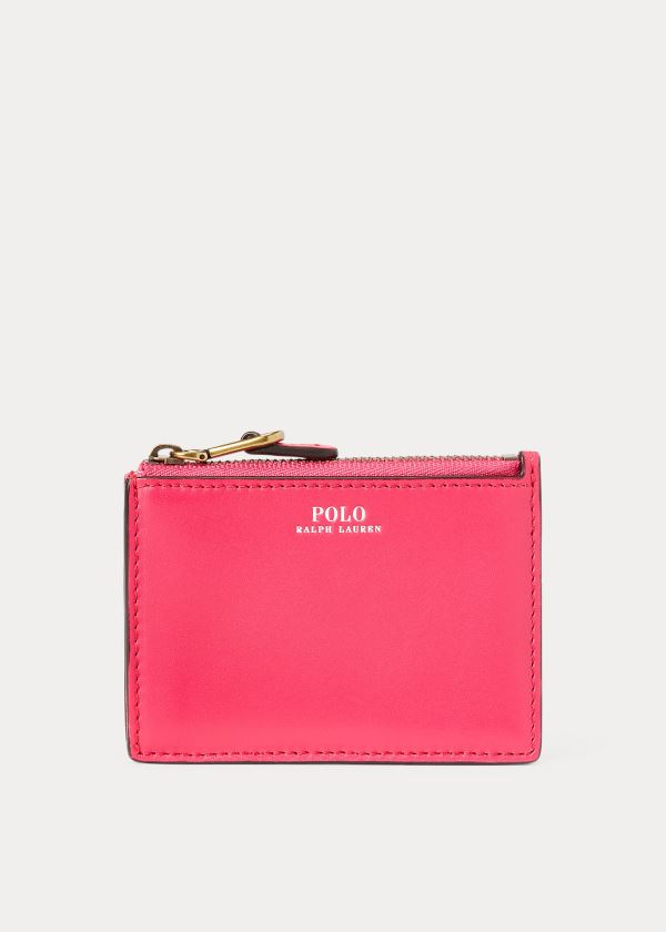 Etui na Karty Ralph Lauren Nappa Leather Zip Card Case Damskie Różowe | IYEJ4285