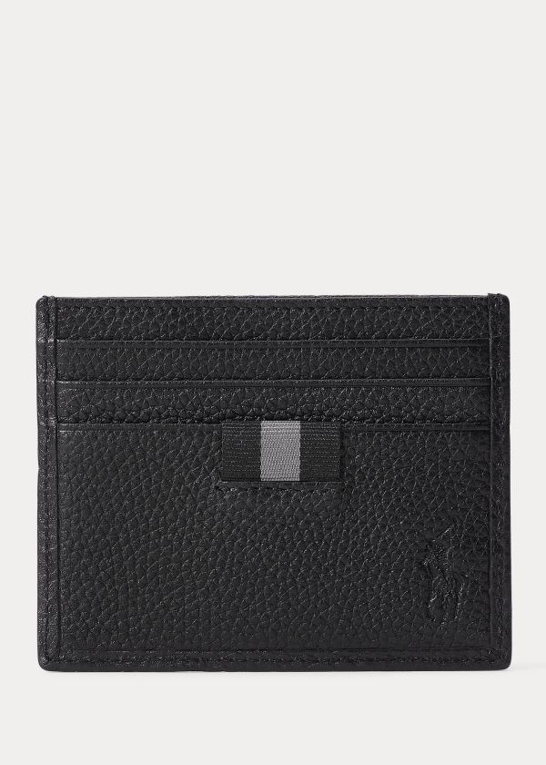 Etui na Karty Ralph Lauren Pebbled Leather Card Case Męskie Czarne | NYJA1697