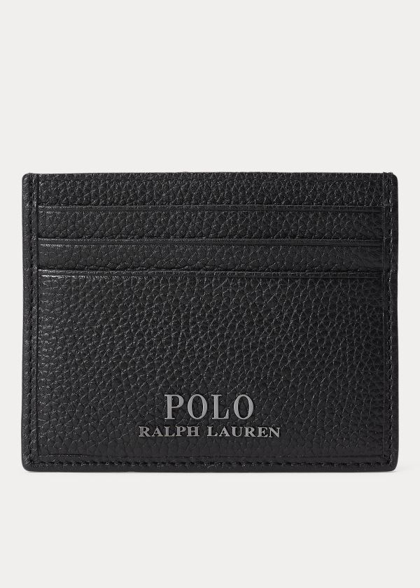 Etui na Karty Ralph Lauren Pebbled Leather Card Case Męskie Czarne | NYJA1697