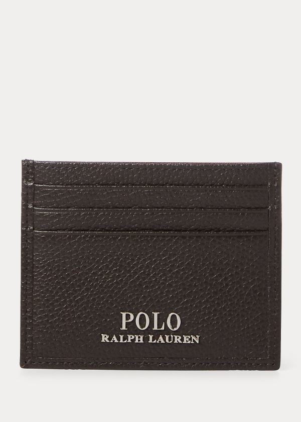 Etui na Karty Ralph Lauren Pebbled Leather Card Case Męskie Ciemny Brązowe | PACT6839