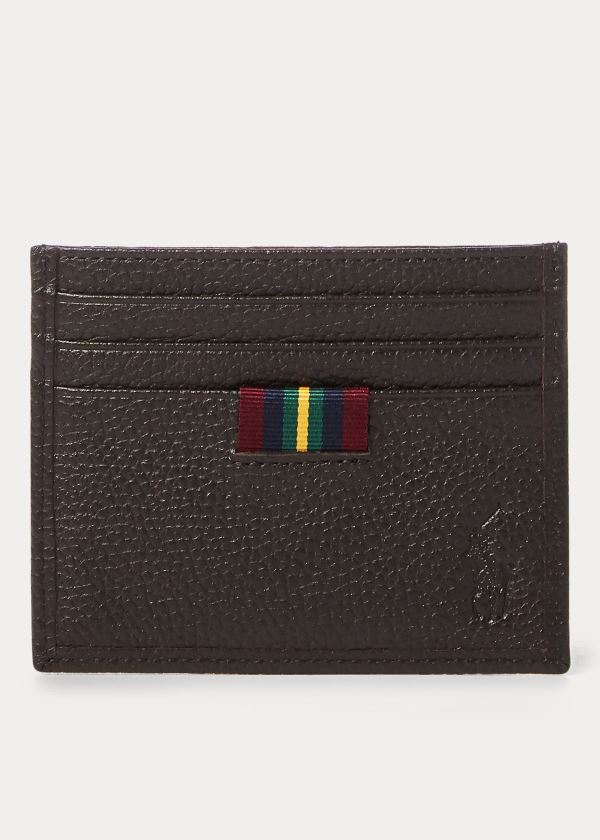 Etui na Karty Ralph Lauren Pebbled Leather Card Case Męskie Ciemny Brązowe | PACT6839