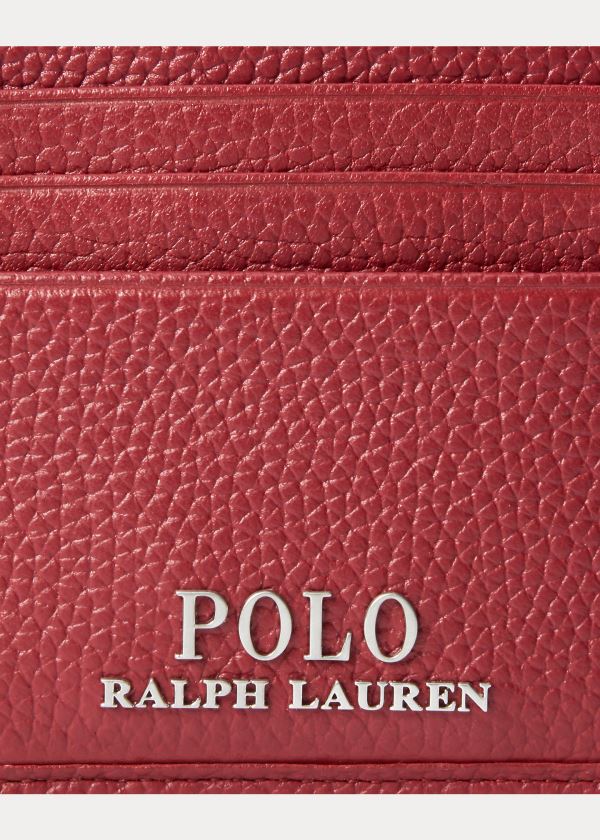 Etui na Karty Ralph Lauren Pebbled Leather Card Case Męskie Bordowe | RAAF4698