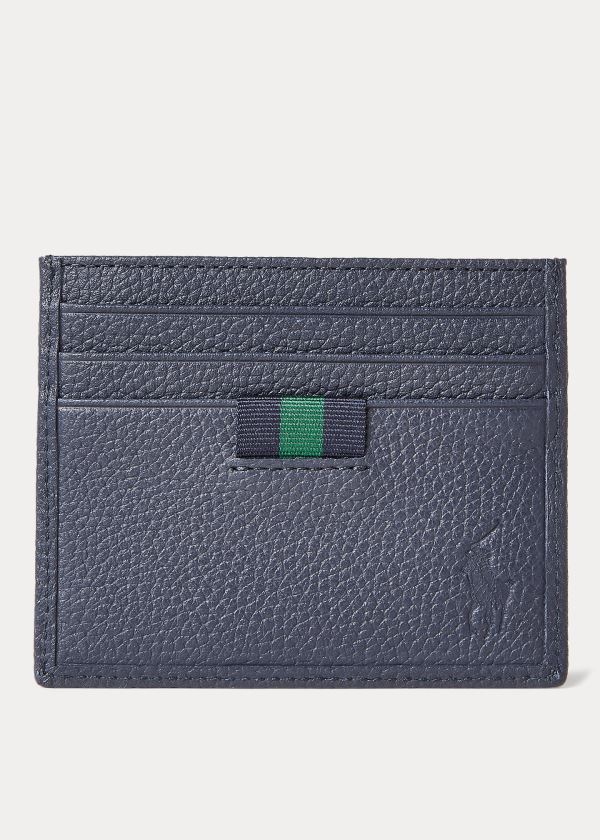 Etui na Karty Ralph Lauren Pebbled Leather Card Case Męskie Granatowe | TTJT5181