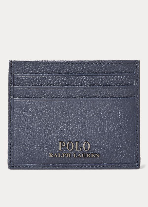 Etui na Karty Ralph Lauren Pebbled Leather Card Case Męskie Granatowe | TTJT5181