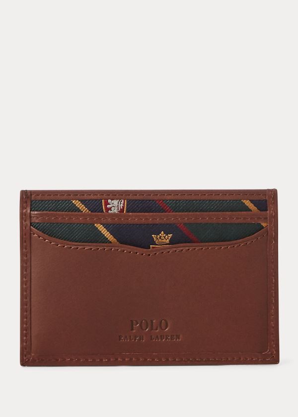 Etui na Karty Ralph Lauren Repp Tie Card Case Męskie Brązowe | SRXW7079