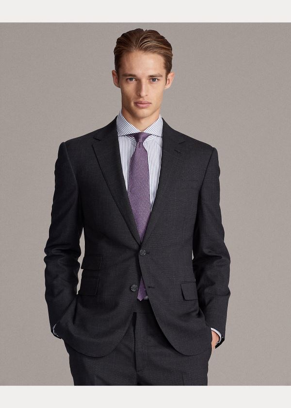 Garnitury Ralph Lauren Gregory Glen Plaid Wool Suit Męskie Jasny Szare | XWTD0849