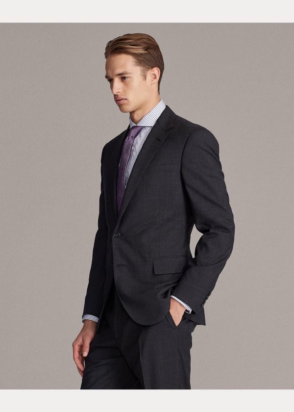 Garnitury Ralph Lauren Gregory Glen Plaid Wool Suit Męskie Jasny Szare | XWTD0849