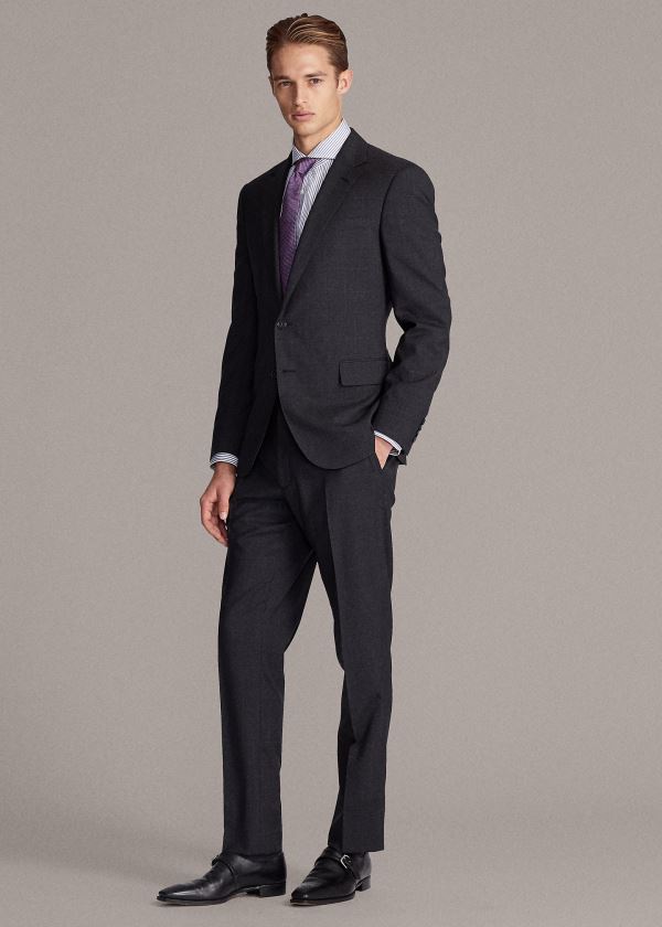 Garnitury Ralph Lauren Gregory Glen Plaid Wool Suit Męskie Jasny Szare | XWTD0849