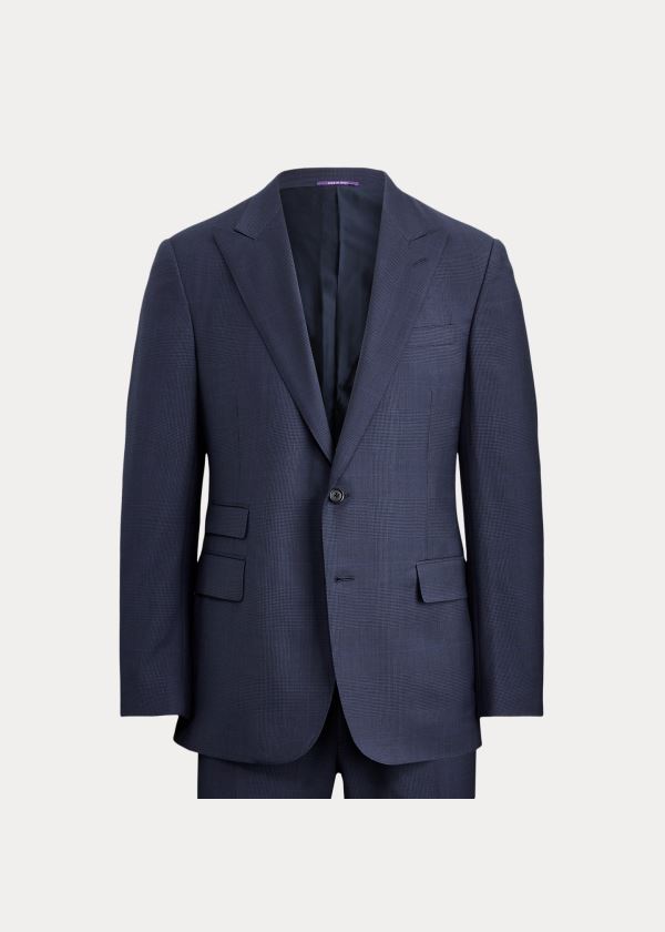 Garnitury Ralph Lauren Gregory Glen Plaid Wool Suit Męskie Granatowe Czarne | IIYQ4831